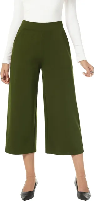 MISS MOLY Women's Wide Leg Pants Business Crop Palazo Dress Pants Capris Culotte Stretch Pull On Work Pants