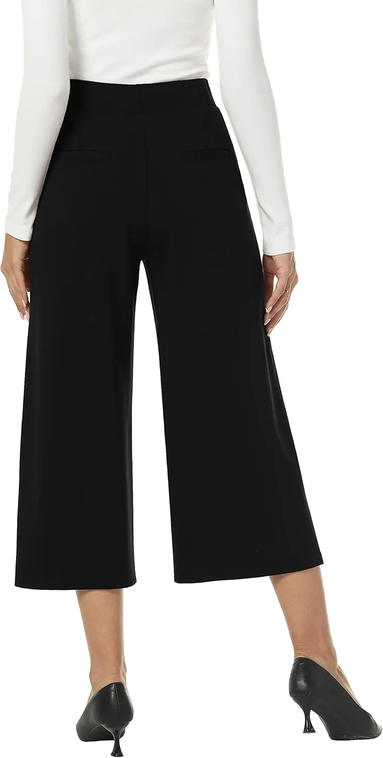 MISS MOLY Women's Wide Leg Pants Business Crop Palazo Dress Pants Capris Culotte Stretch Pull On Work Pants