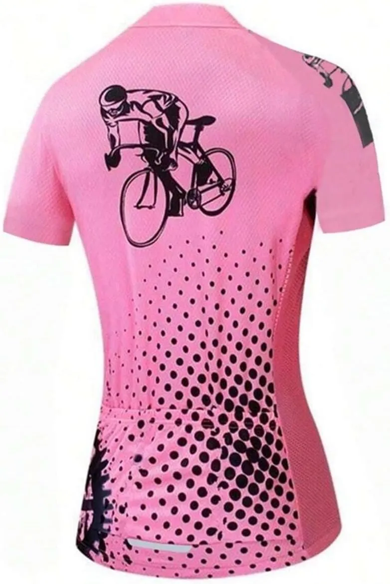 Mountain Bike Jersey Women Short Sleeve Cycling Jersey Biking Shirt Sun Protection Short Tops Comfortable Quick Dry