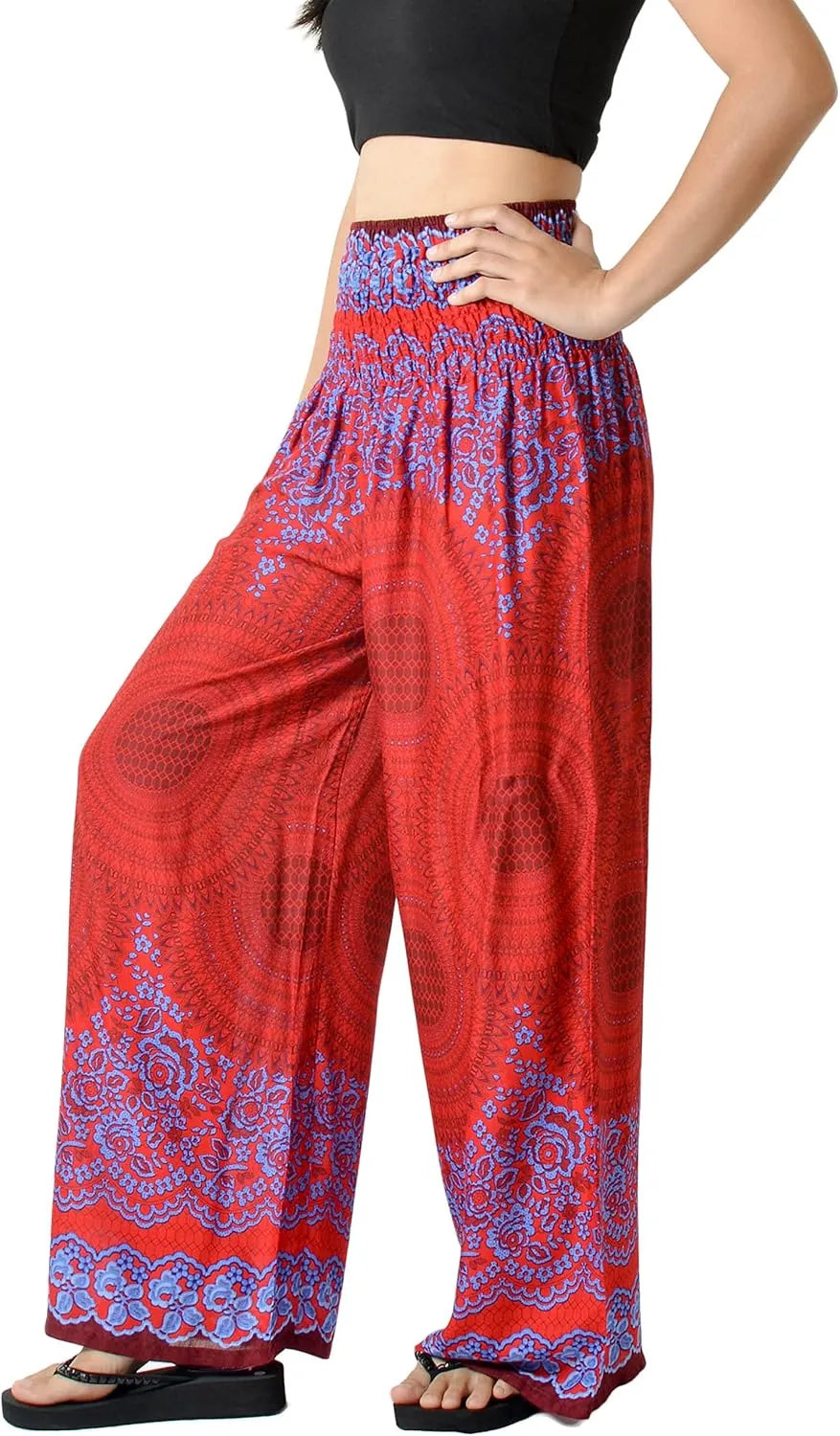 Orient Trail Open Ankle Wide Leg Harem Pants with Pocket -Yoga Flowy Pants for Women US Size 0-24
