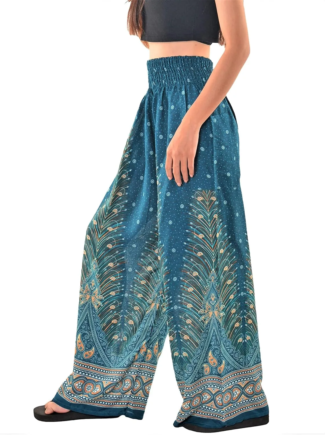 Orient Trail Open Ankle Wide Leg Harem Pants with Pocket -Yoga Flowy Pants for Women US Size 0-24
