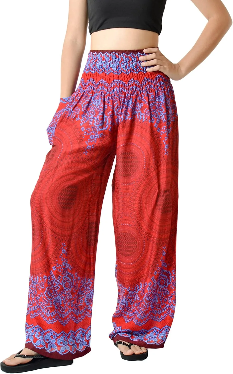 Orient Trail Open Ankle Wide Leg Harem Pants with Pocket -Yoga Flowy Pants for Women US Size 0-24