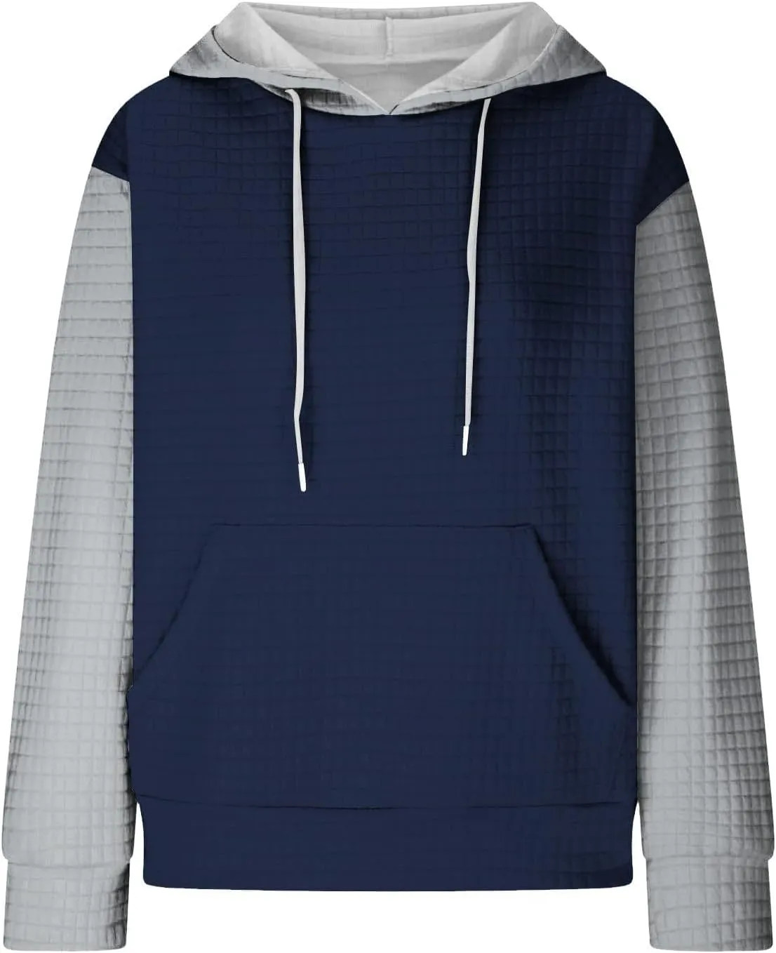 Oversized Hoodies for Women Color Block Waffle Sweatshirts Casual Drawstring Pullover with Pockets Fall Clothes