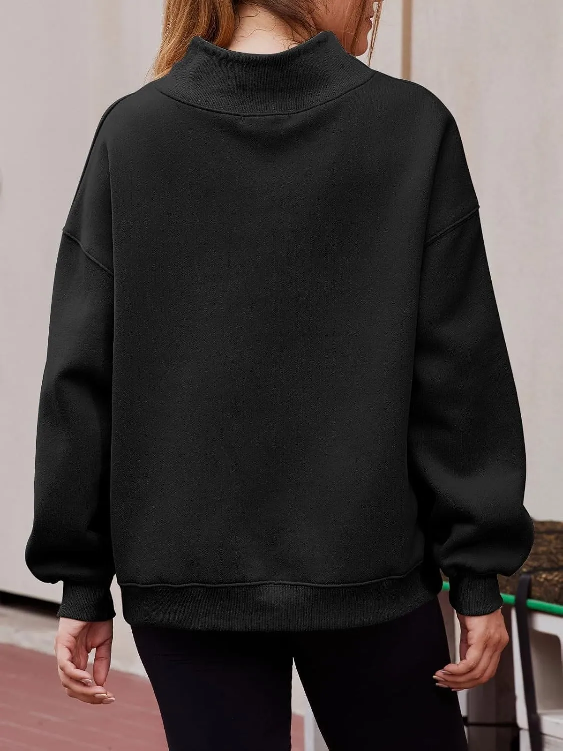 Oversized Mock Neck Turtleneck Sweatshirt Women Mockneck Crewneck Pullover Long Sleeve Hoodies Tops