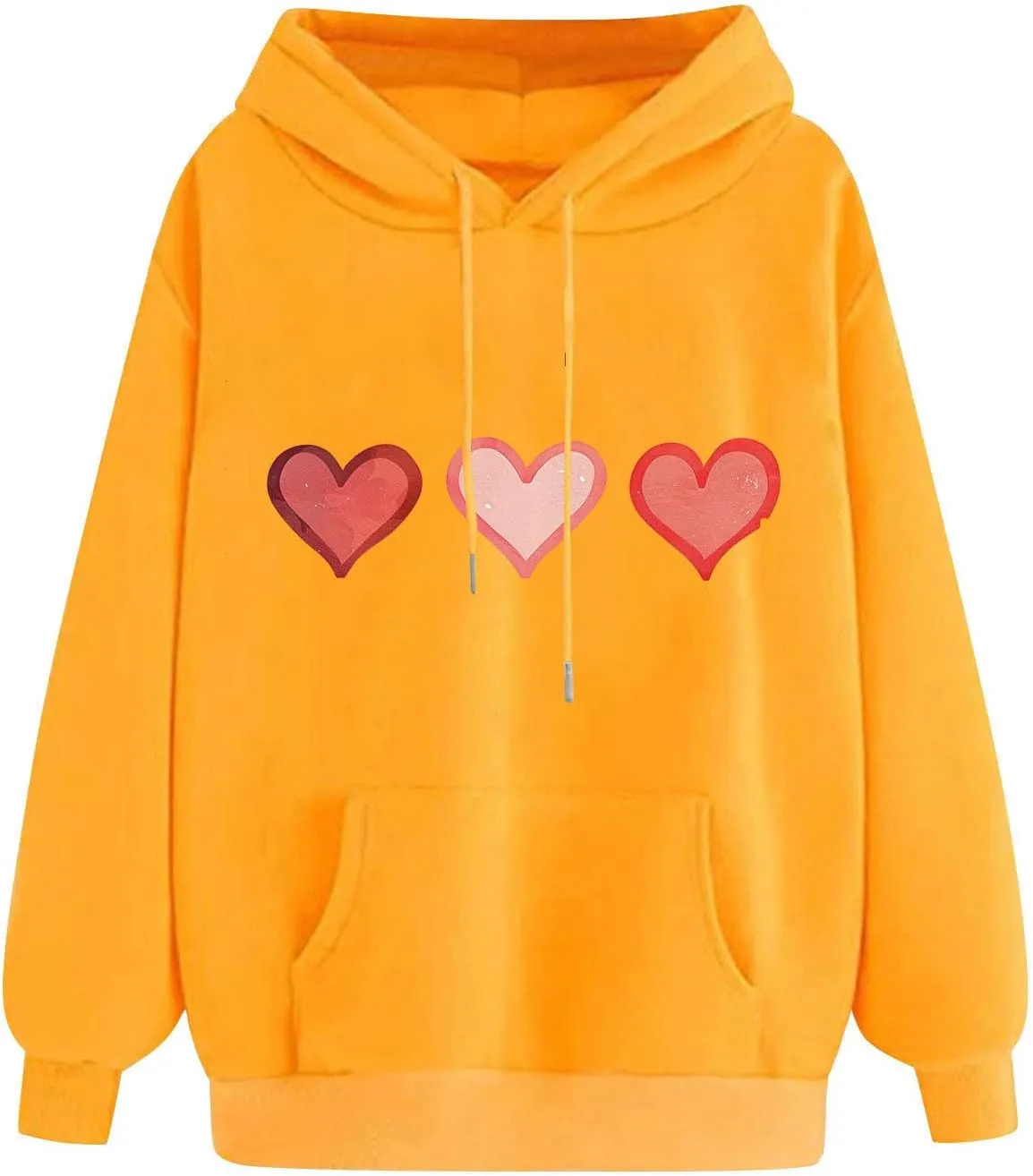 Oversized Sweatshirt for Women Funny Love Heart Print Hoodies Drop-shoulder Long Sleeve Pullover Tops with Pockets