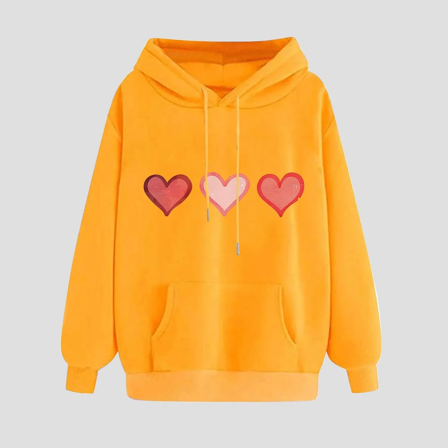 Oversized Sweatshirt for Women Funny Love Heart Print Hoodies Drop-shoulder Long Sleeve Pullover Tops with Pockets