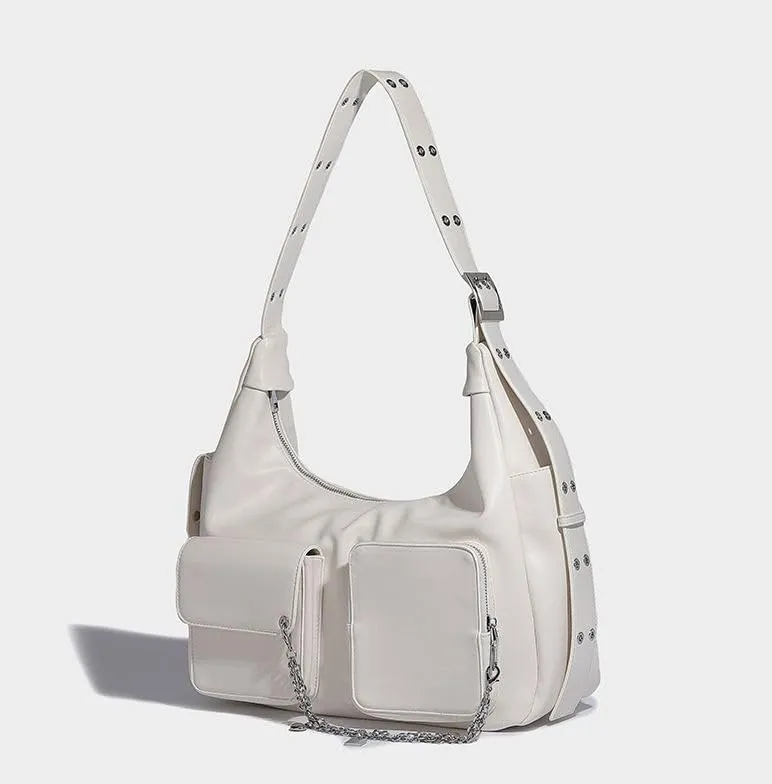 Punk Purse Designer Purses for Women Chic Shoulder Bag Large Commute Tote Trendy Cool Hobo Bag Crossbody Purse with Zipper