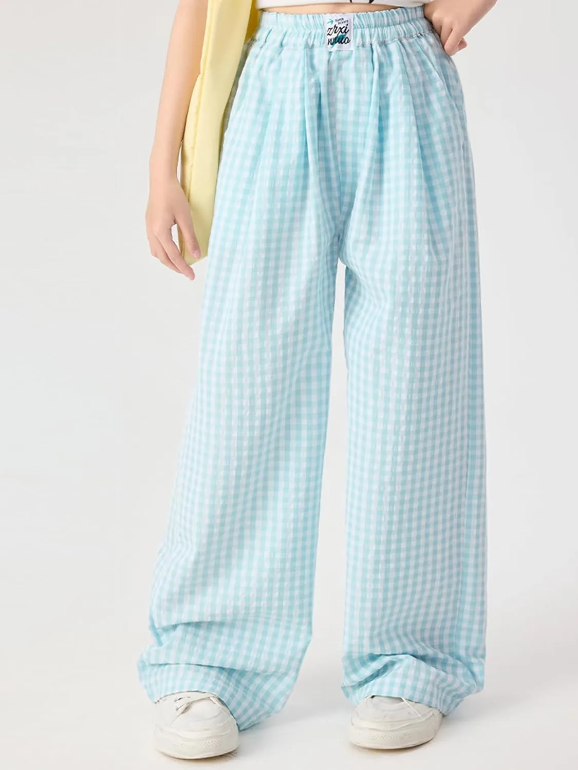 Rolanko Girls Wide Leg Pants Flowy Loose Fit Palazzo Pants for Girls Kids Linen Trousers Casual Beach 6-14Y