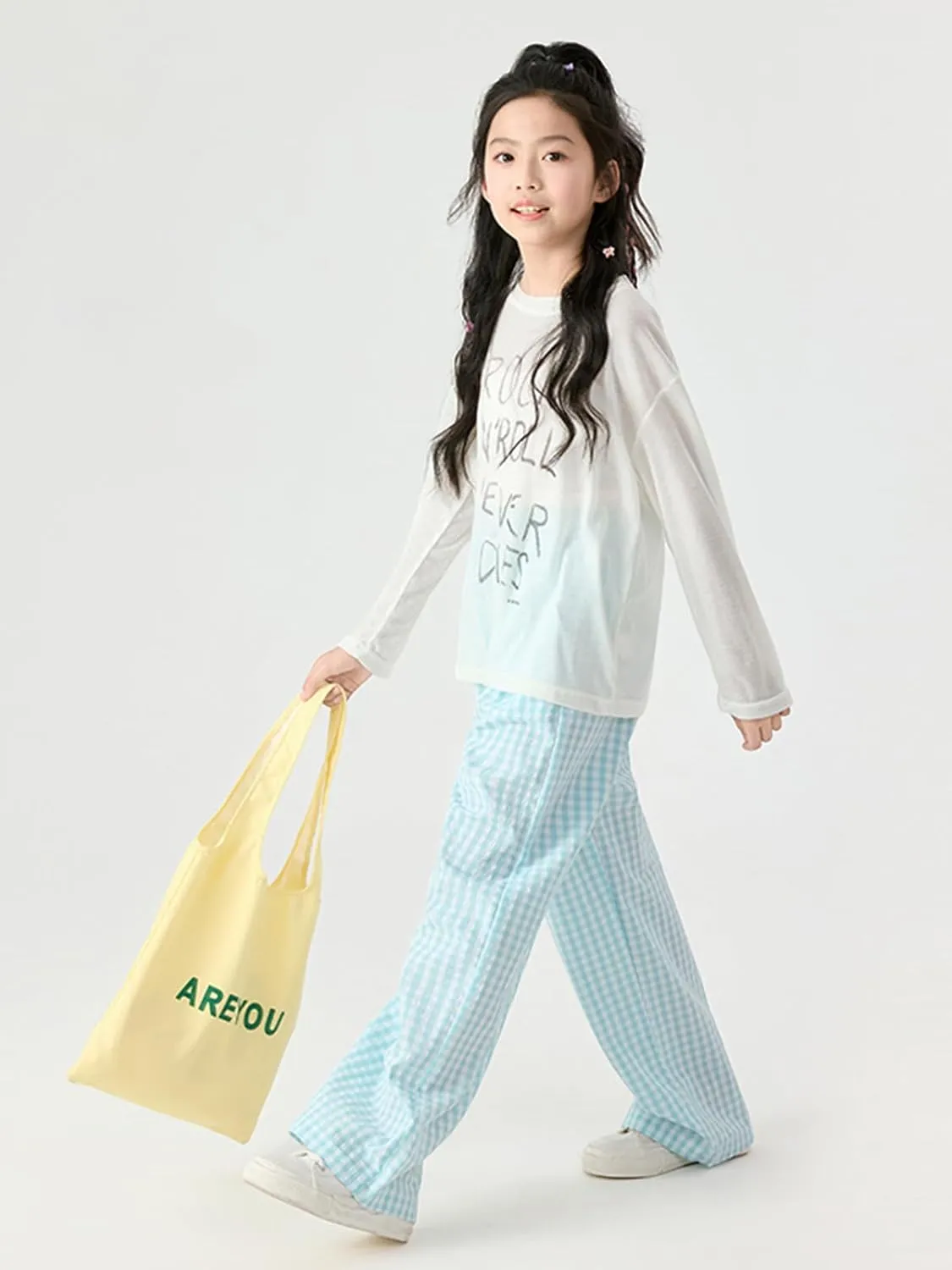 Rolanko Girls Wide Leg Pants Flowy Loose Fit Palazzo Pants for Girls Kids Linen Trousers Casual Beach 6-14Y
