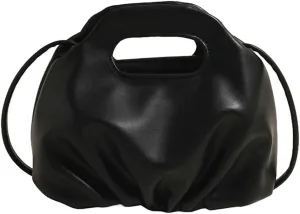 Rungion Chic Vegan Leather Purse for Women Small Dumpling Shoulder Crossbody Bag Pleated Cloud Handbag Designer Satchel