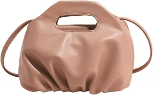 Rungion Chic Vegan Leather Purse for Women Small Dumpling Shoulder Crossbody Bag Pleated Cloud Handbag Designer Satchel