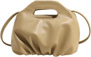 Rungion Chic Vegan Leather Purse for Women Small Dumpling Shoulder Crossbody Bag Pleated Cloud Handbag Designer Satchel
