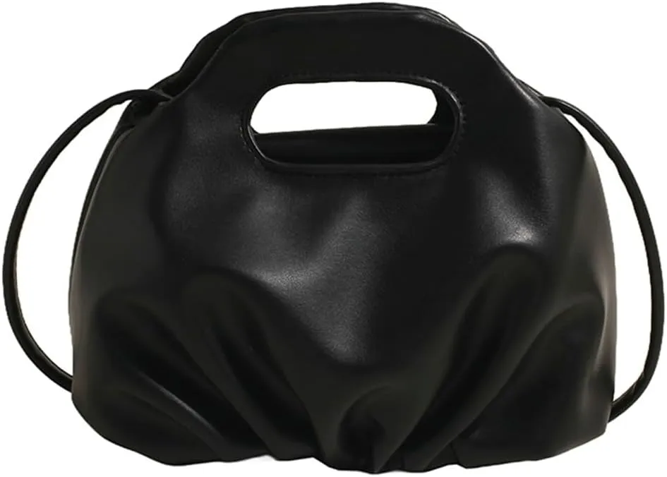 Rungion Chic Vegan Leather Purse for Women Small Dumpling Shoulder Crossbody Bag Pleated Cloud Handbag Designer Satchel