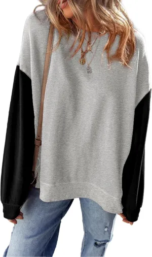 SHEWIN Sweatshirt for Women Casual Long Sleeve Crewneck Lightweight Pullover Tops Loose Sweatshirts