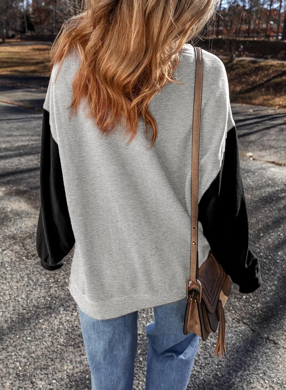 SHEWIN Sweatshirt for Women Casual Long Sleeve Crewneck Lightweight Pullover Tops Loose Sweatshirts