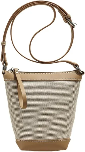 Small Bucket Bag Canvas Crossbody Handbag for Women Chic Small Satchel Hobo Tote Bag Canvas Shoulder Purse Summer Beach Purse