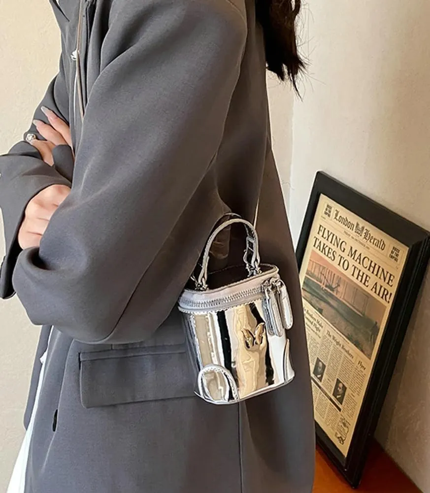 Solid Color Shoulder Handbag for Women, Cute Handbag Mini Purse, Chic Bucket Bag, Highlight Crossbody Bag with Zipper