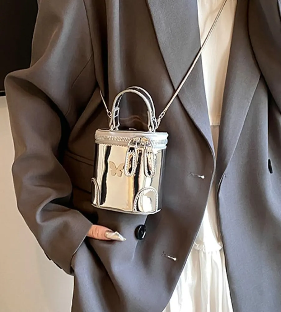 Solid Color Shoulder Handbag for Women, Cute Handbag Mini Purse, Chic Bucket Bag, Highlight Crossbody Bag with Zipper