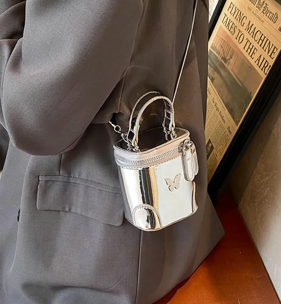 Solid Color Shoulder Handbag for Women, Cute Handbag Mini Purse, Chic Bucket Bag, Highlight Crossbody Bag with Zipper