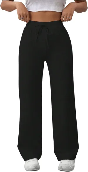 SOLY HUX Women's Sweatpants High Waisted Straight Leg Pants Drawstring Fall Casual Trousers