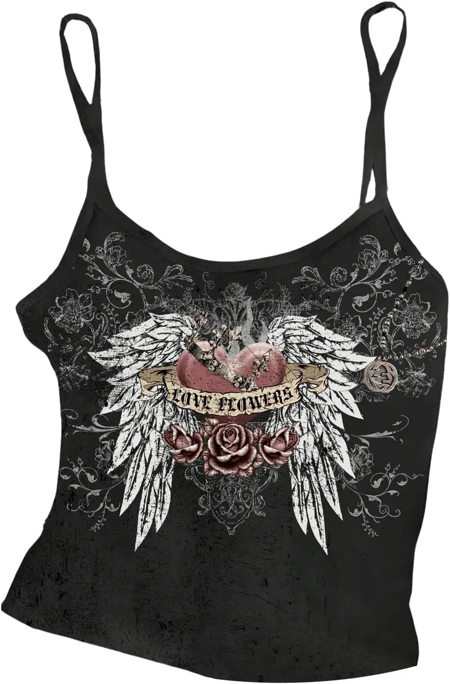 SOLY HUX Women's Y2k Gothic Graphic Cami Crop Tops Spaghetti Strap Summer Camisole