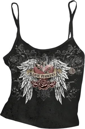 SOLY HUX Women's Y2k Gothic Graphic Cami Crop Tops Spaghetti Strap Summer Camisole