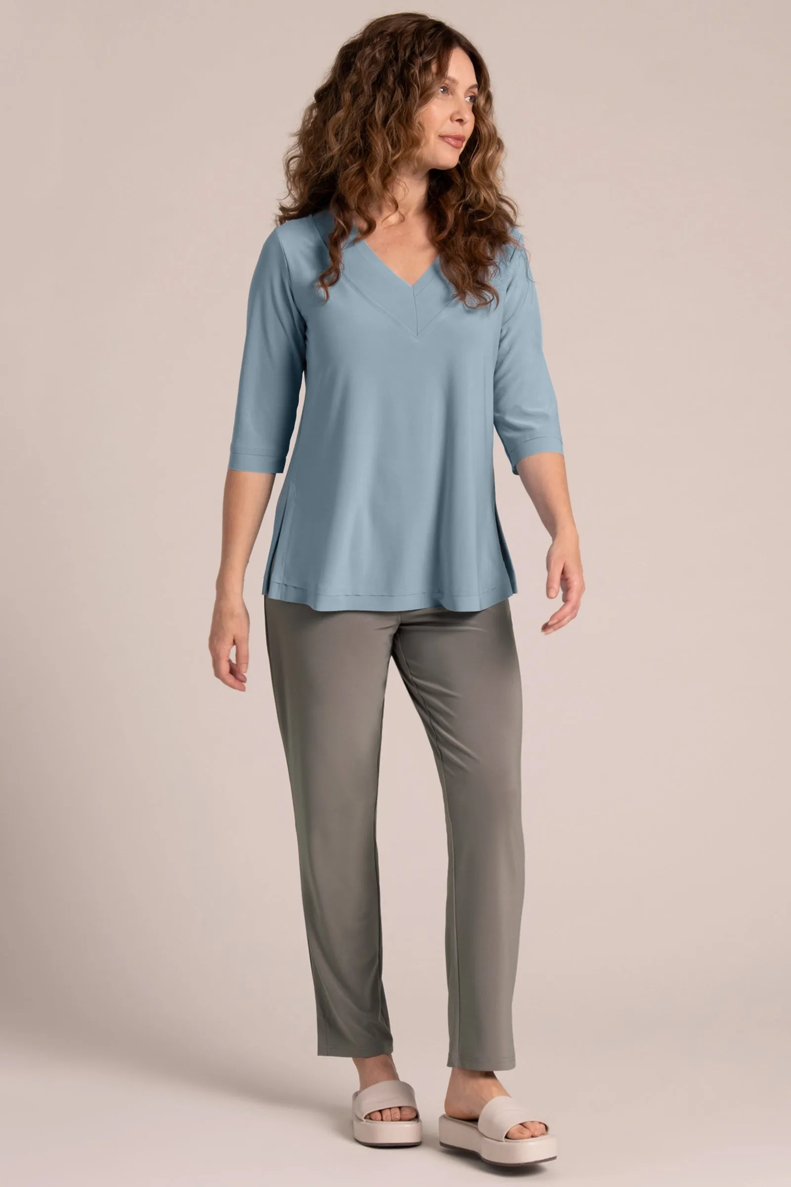Splice V-Neck Go To Top | Stone Blue
