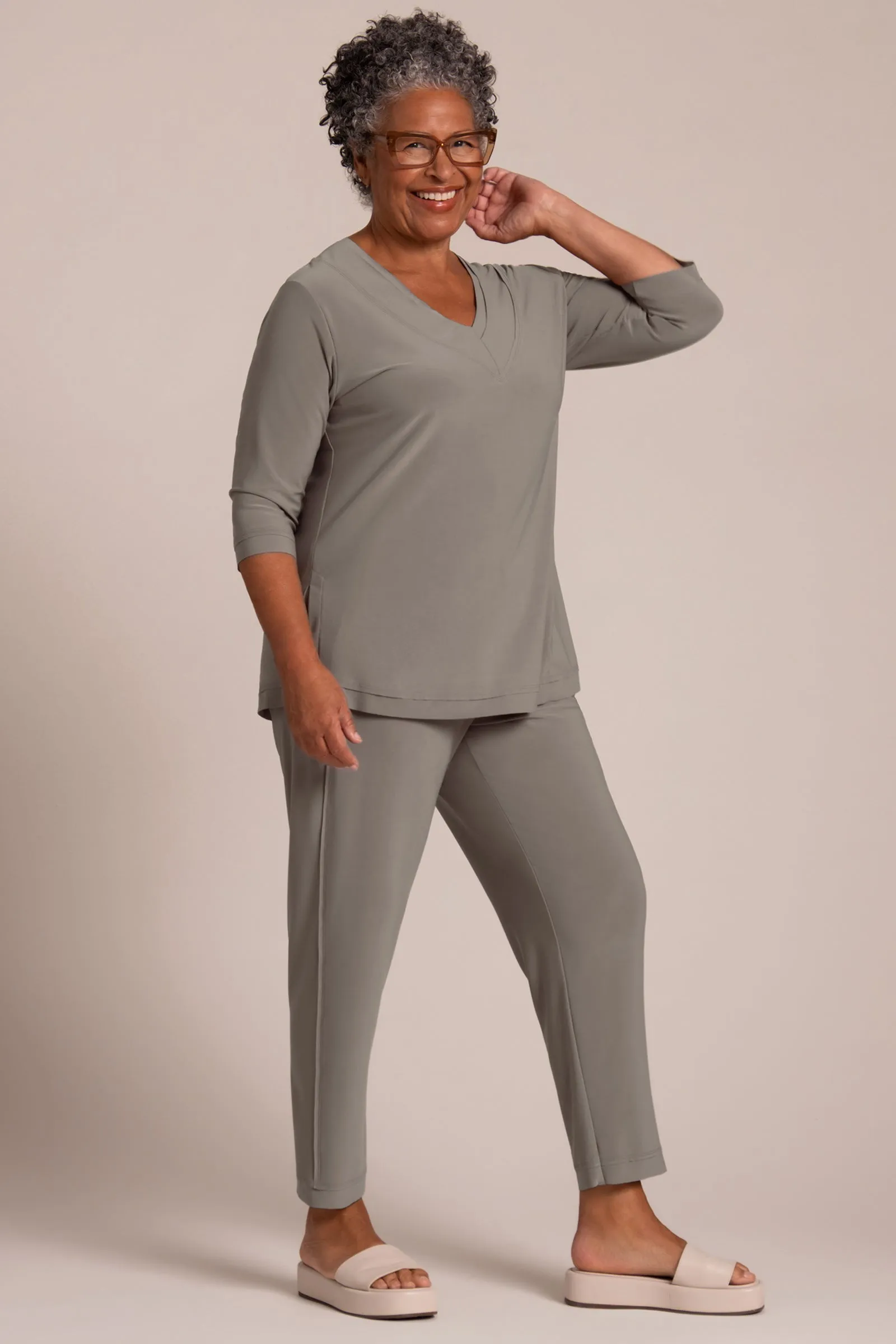 Splice V-Neck Go To Top | Taupe