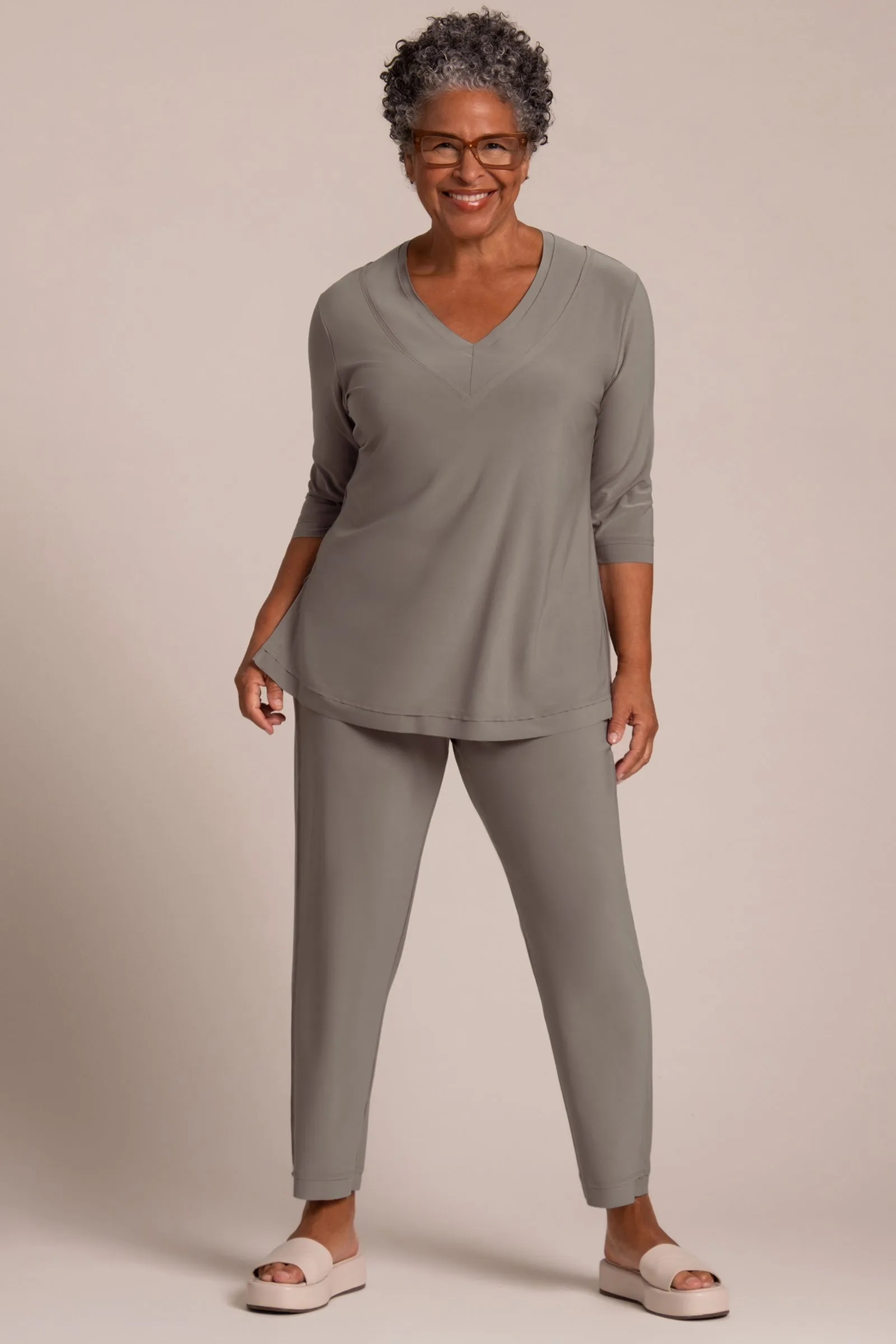 Splice V-Neck Go To Top | Taupe