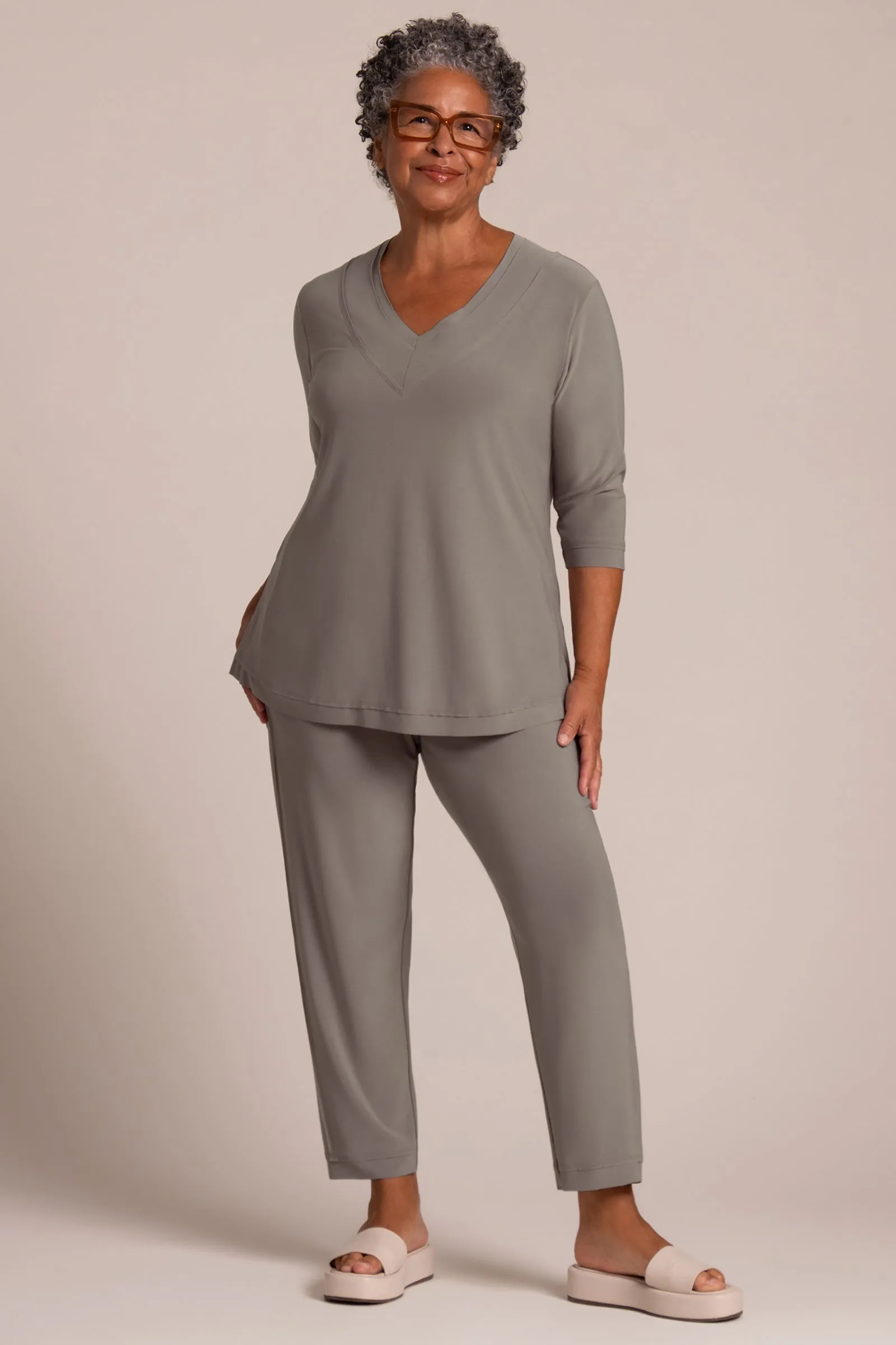 Splice V-Neck Go To Top | Taupe
