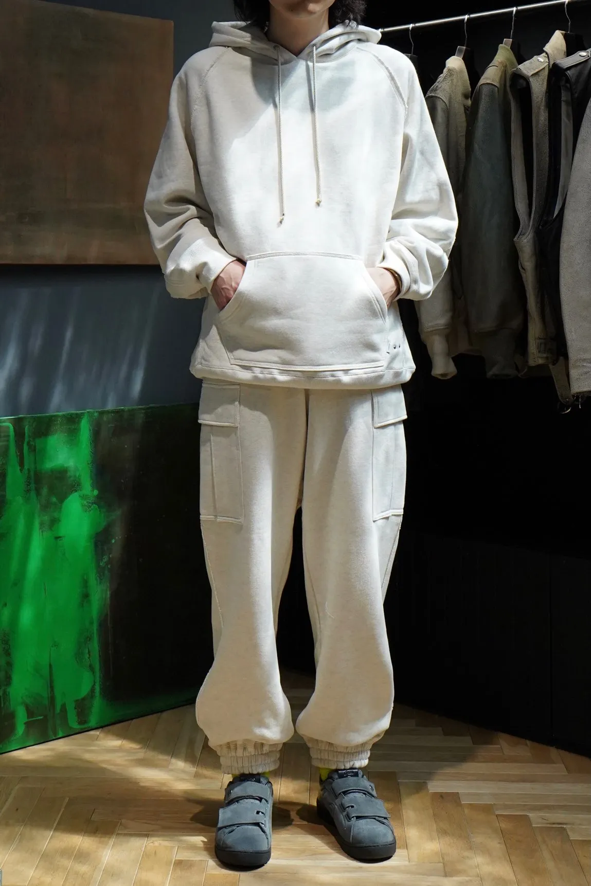 SUGARHILL RAW EDGE HOODIE (HEATHER WHITE)