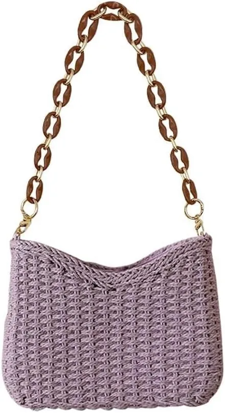 Summer Beach Travel Chic Woven Handbag Aesthetic Clutch Purse for Vacation Straw Woven Shoulder Bag for Women