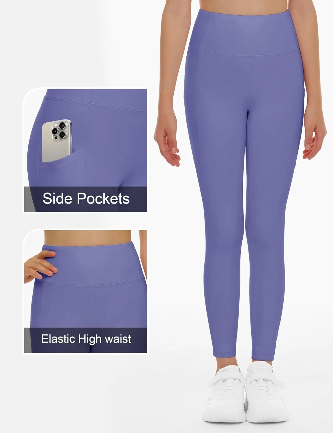 THE GYM PEOPLE Girls Workout Leggings Kids High Waist Stretch Athletic Dance Yoga Pants with Pockets