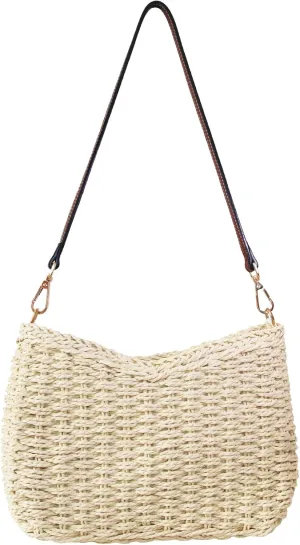 Ulisty Women Small Woven Straw Bag Mini Summer Beach Vacation Purse Bohemian Shoulder Handbag Chic Envelope Bag