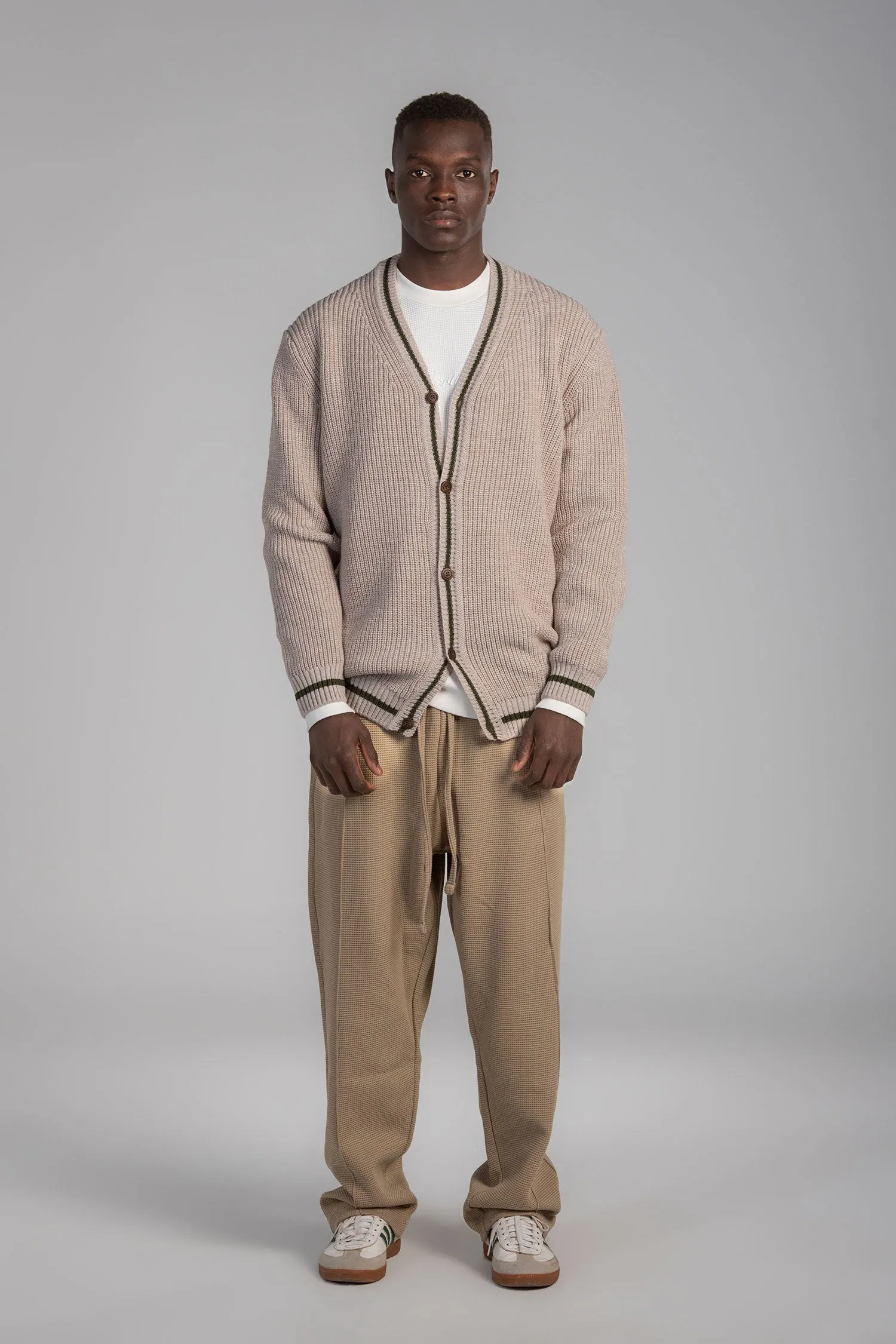 V-Neck Button-Up Knit Sweater (220053) - Jorindo