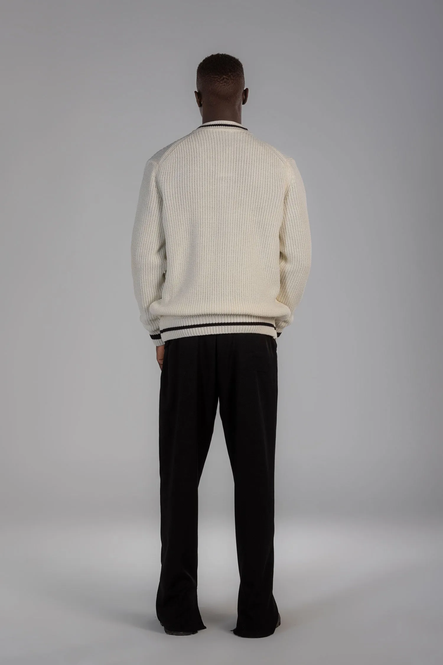 V-Neck Button-Up Knit Sweater (220053) - Jorindo