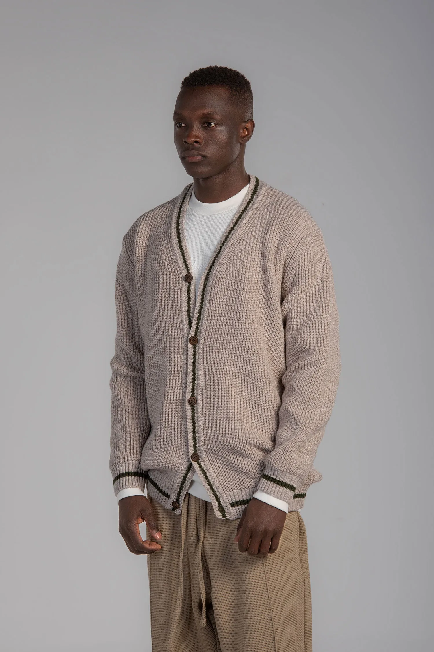 V-Neck Button-Up Knit Sweater (220053) - Jorindo