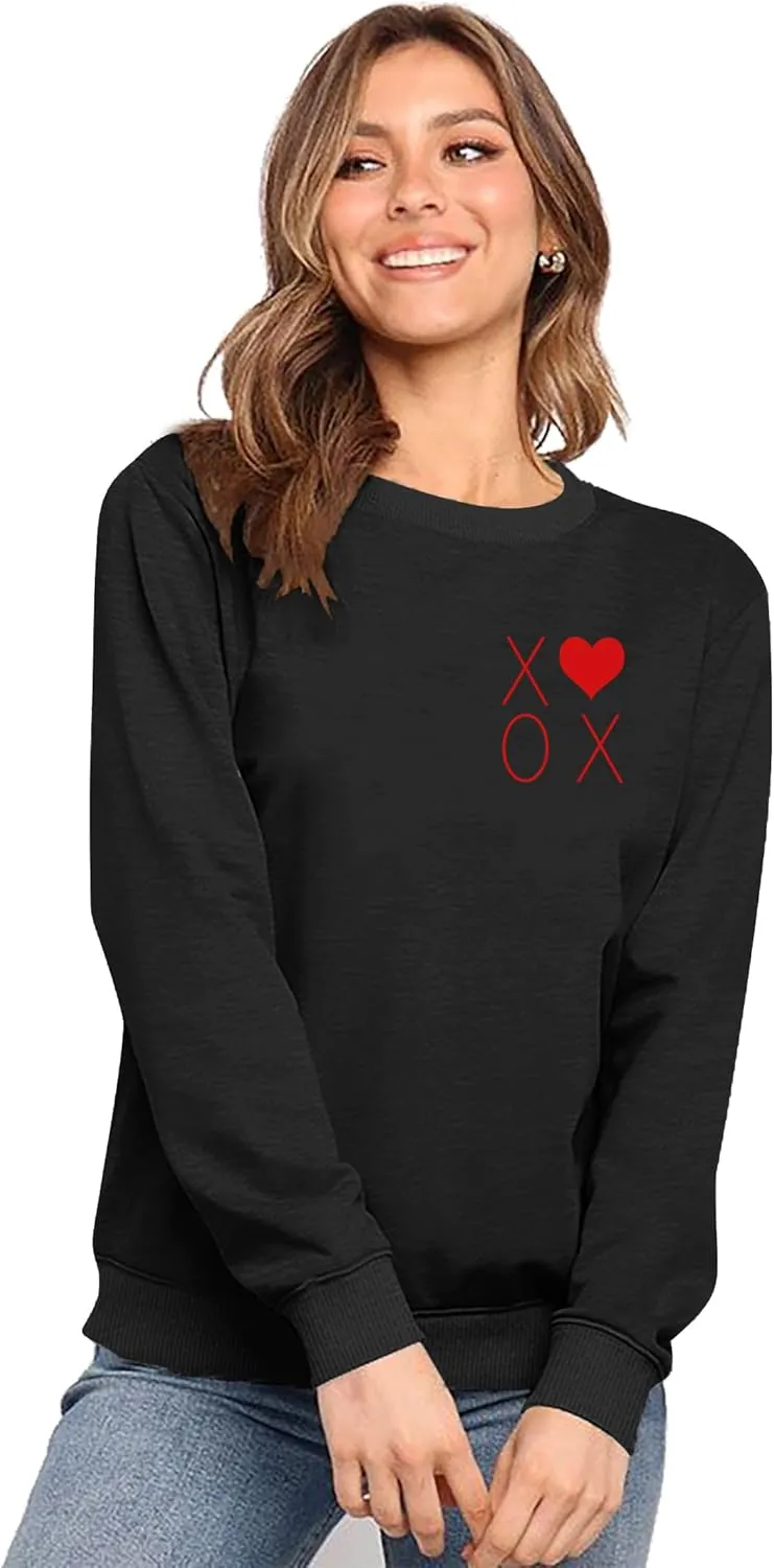 Valentine's Sweatshirt Women: Cute Heart Love Graphic Shirt Casual Long Sleeve Pullover Tops