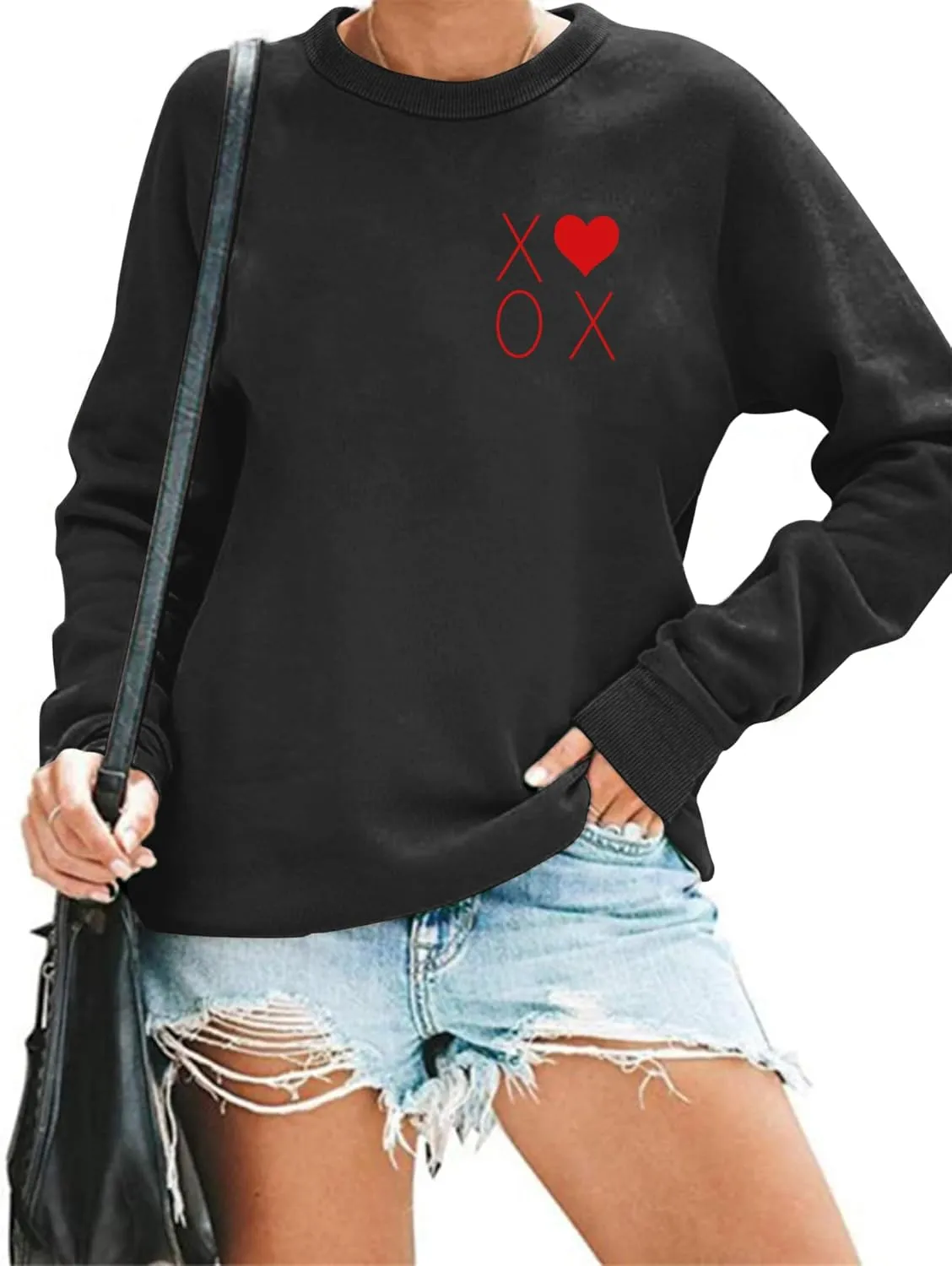 Valentine's Sweatshirt Women: Cute Heart Love Graphic Shirt Casual Long Sleeve Pullover Tops