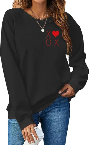 Valentine's Sweatshirt Women: Cute Heart Love Graphic Shirt Casual Long Sleeve Pullover Tops