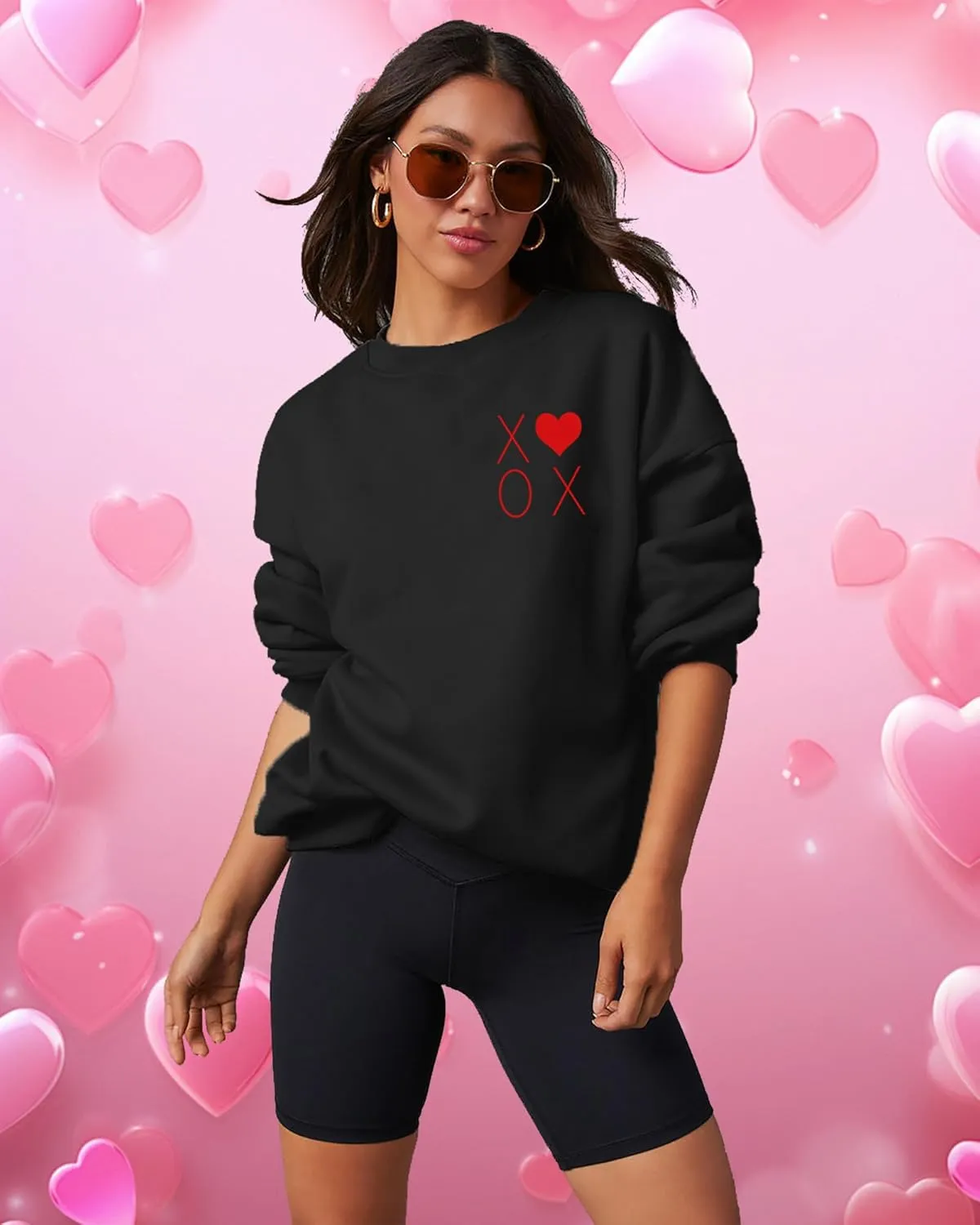 Valentine's Sweatshirt Women: Cute Heart Love Graphic Shirt Casual Long Sleeve Pullover Tops