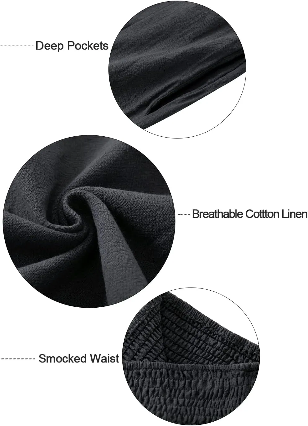 Vansha Women Summer High Waisted Cotton Linen Palazzo Pants Wide Leg Long Lounge Pant Trousers with Pocket