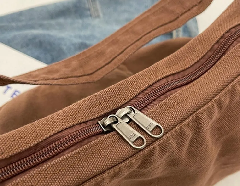Vintage Soft Large Capacity Tote Bag Canvas Bag Casual Crossbody Bag Shoulder Handbag Purse Satchel Chic Hobo Bag For Women