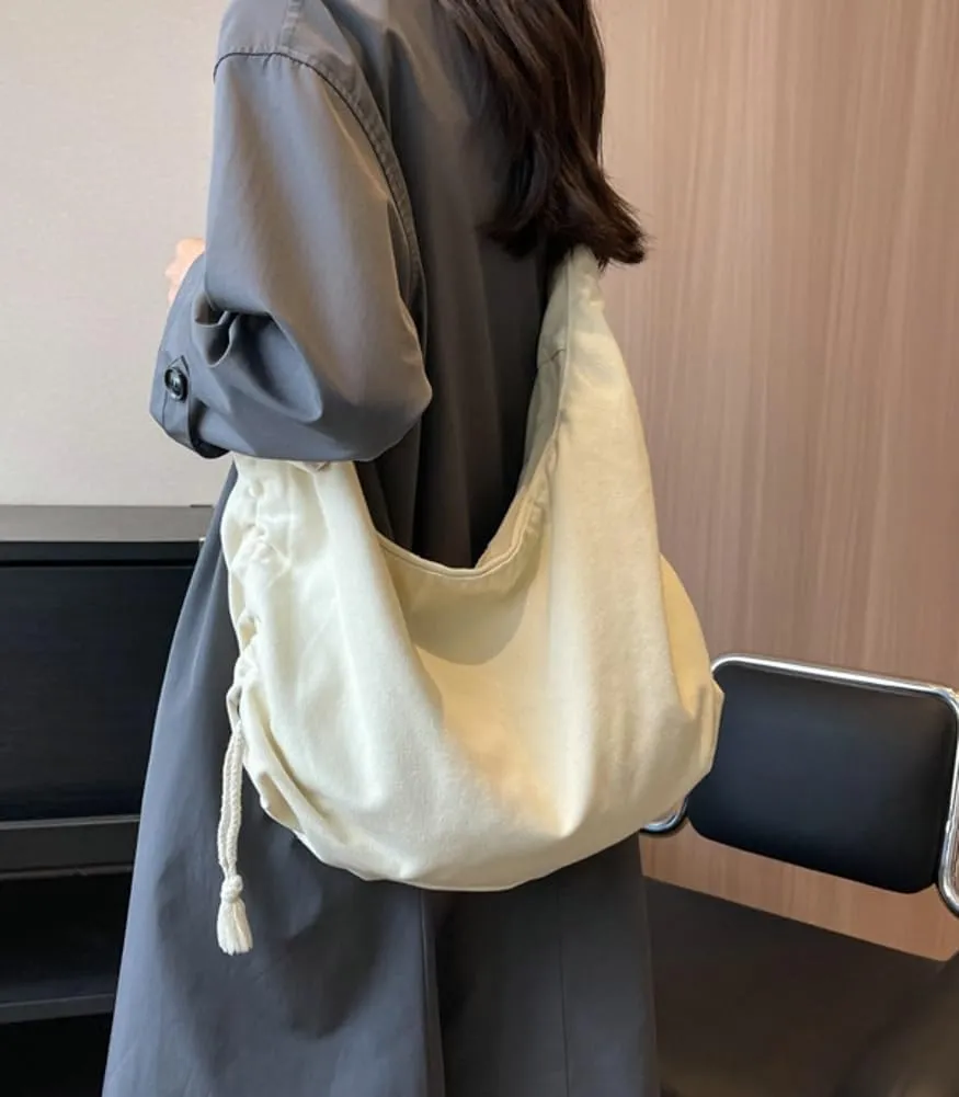 Vintage Soft Large Capacity Tote Bag Canvas Bag Casual Crossbody Bag Shoulder Handbag Purse Satchel Chic Hobo Bag For Women