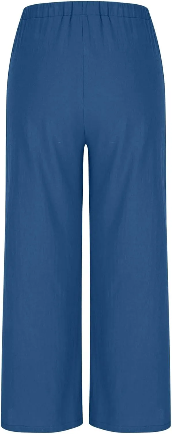 Wide Leg Pants for Woman Palazzo Trousers High Waisted Drawstring Summer Casual Business Work Beach Vacation Pants