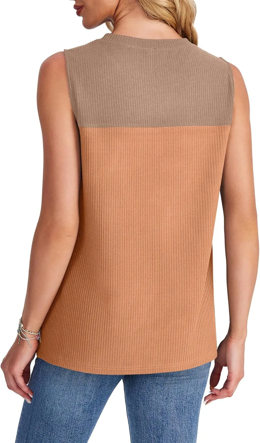 WIHOLL Tank Top for Women Casual Knitted Summer Sleeveless Tops Crewneck Spring Color Block Shirts Fashion 2025
