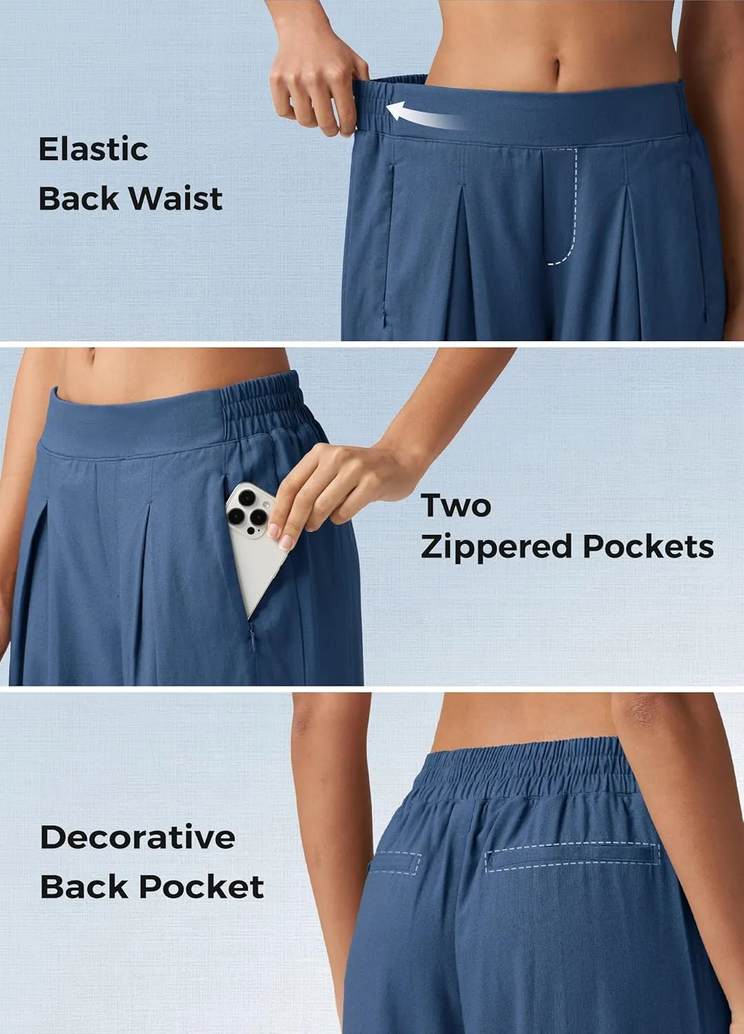 Willit Women's Linen Pants Wide Leg Casual Beach Summer Pants Palazzo Lounge Pants with Pockets