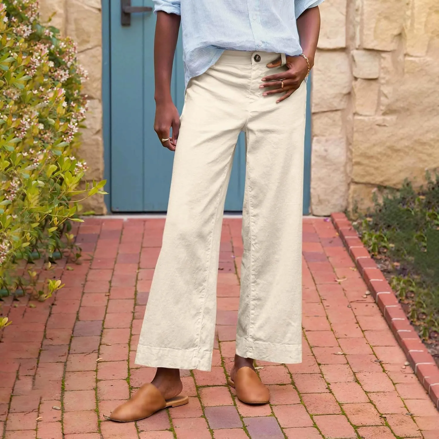 Women Causal Pants Wide Leg high Waist Trousers Daily Solid Color Pocket Straight Leggings Pants Casual Jeans