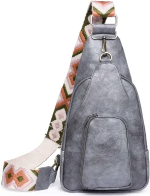 Women Chest Bag Sling Backpack Crossbody PU Leather Satchel Daypack Fashion Lady Chic Leopard Pattern Party Shopping