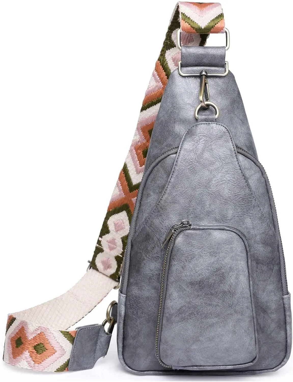 Women Chest Bag Sling Backpack Crossbody PU Leather Satchel Daypack Fashion Lady Chic Leopard Pattern Party Shopping